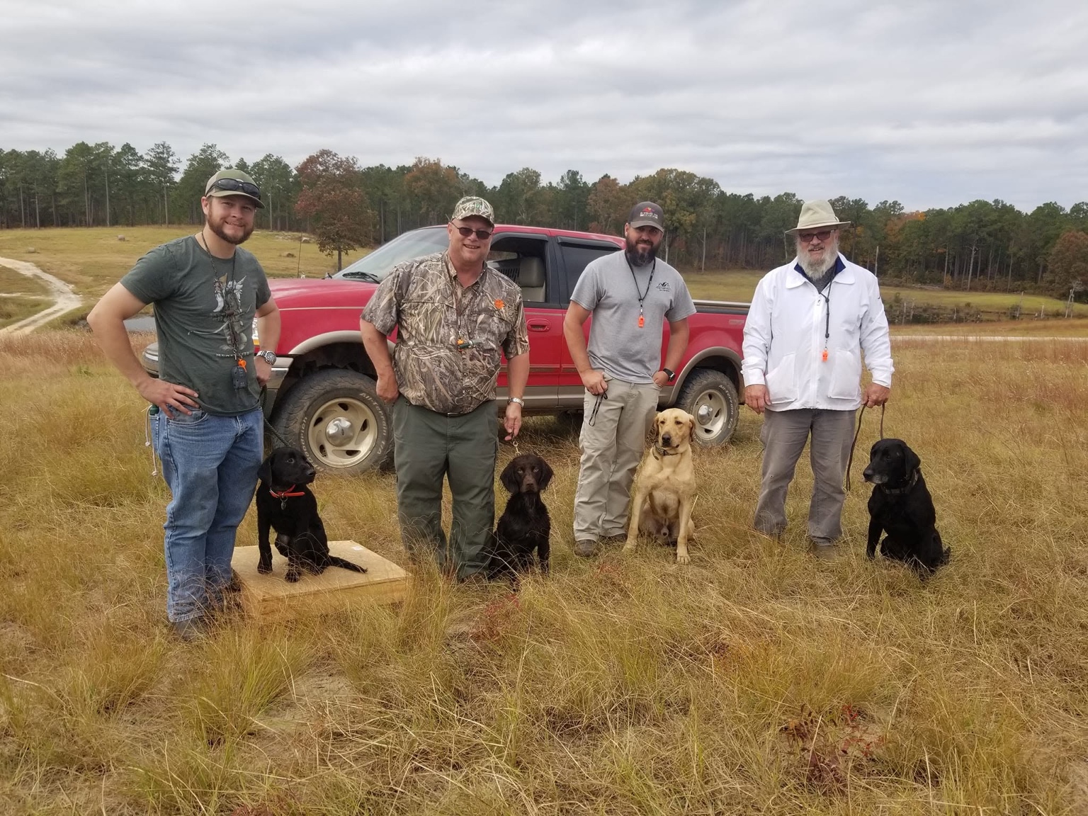 Handlers with dogs on the Seegars Mill training grounds